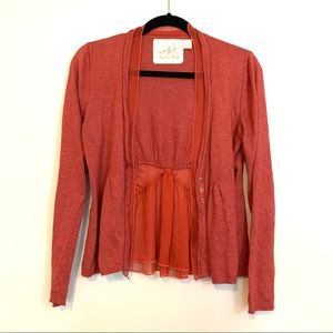 Anthro Angel Of The North Red Open Front Cardigan
